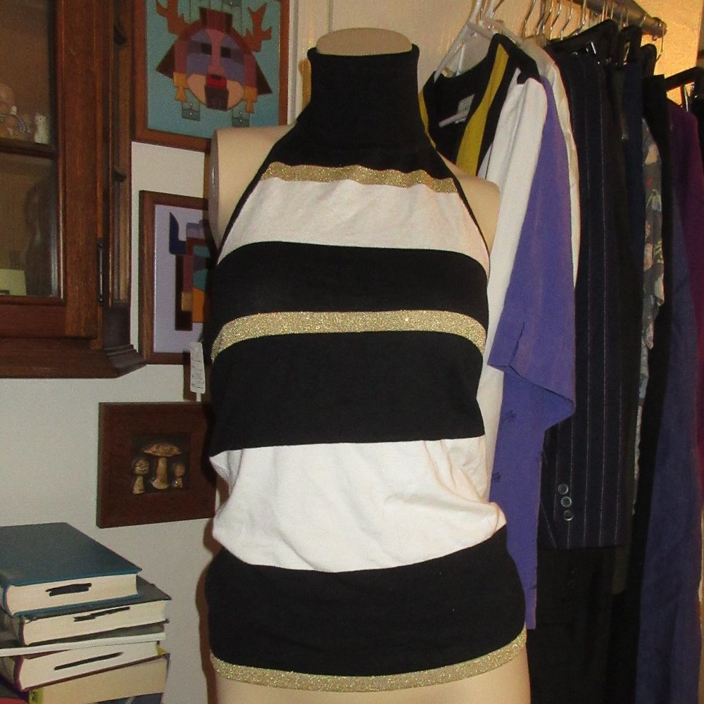 Sleeveless Backless Turtleneck Top Medium I.N.C.